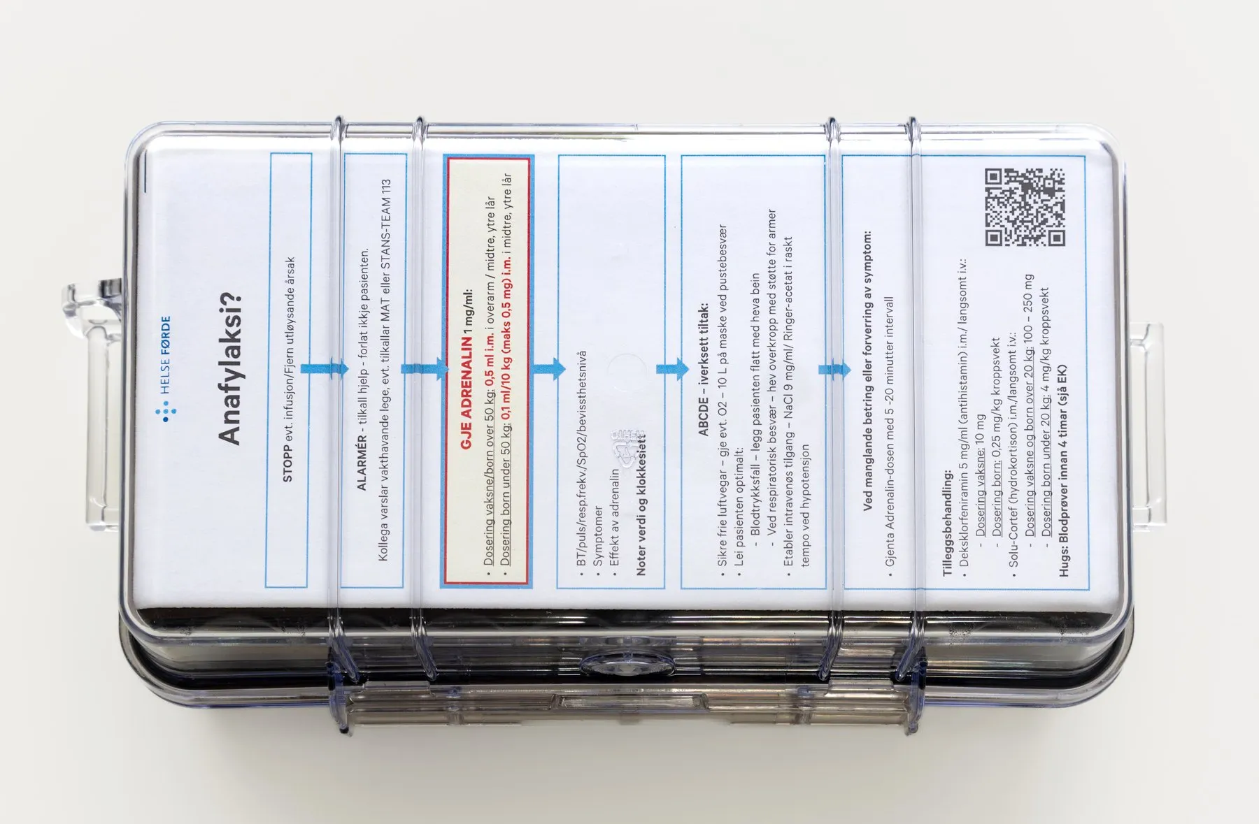Back of EmendaKit Anaphylaxis – Healthcare with anaphylaxis flowchart